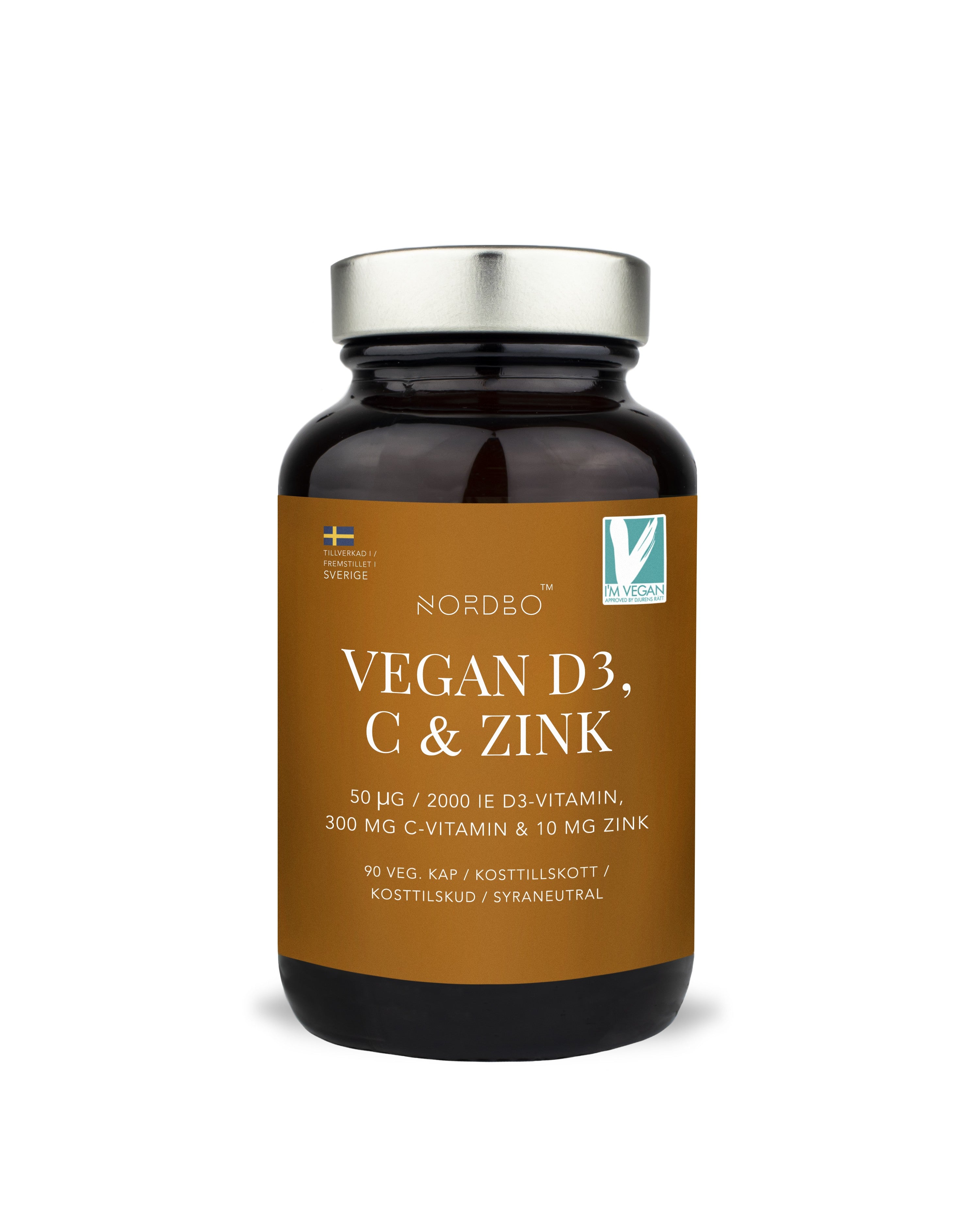 NORDBO VEGAN D3, C & ZINK 90 KAPSLER - VEGANSK