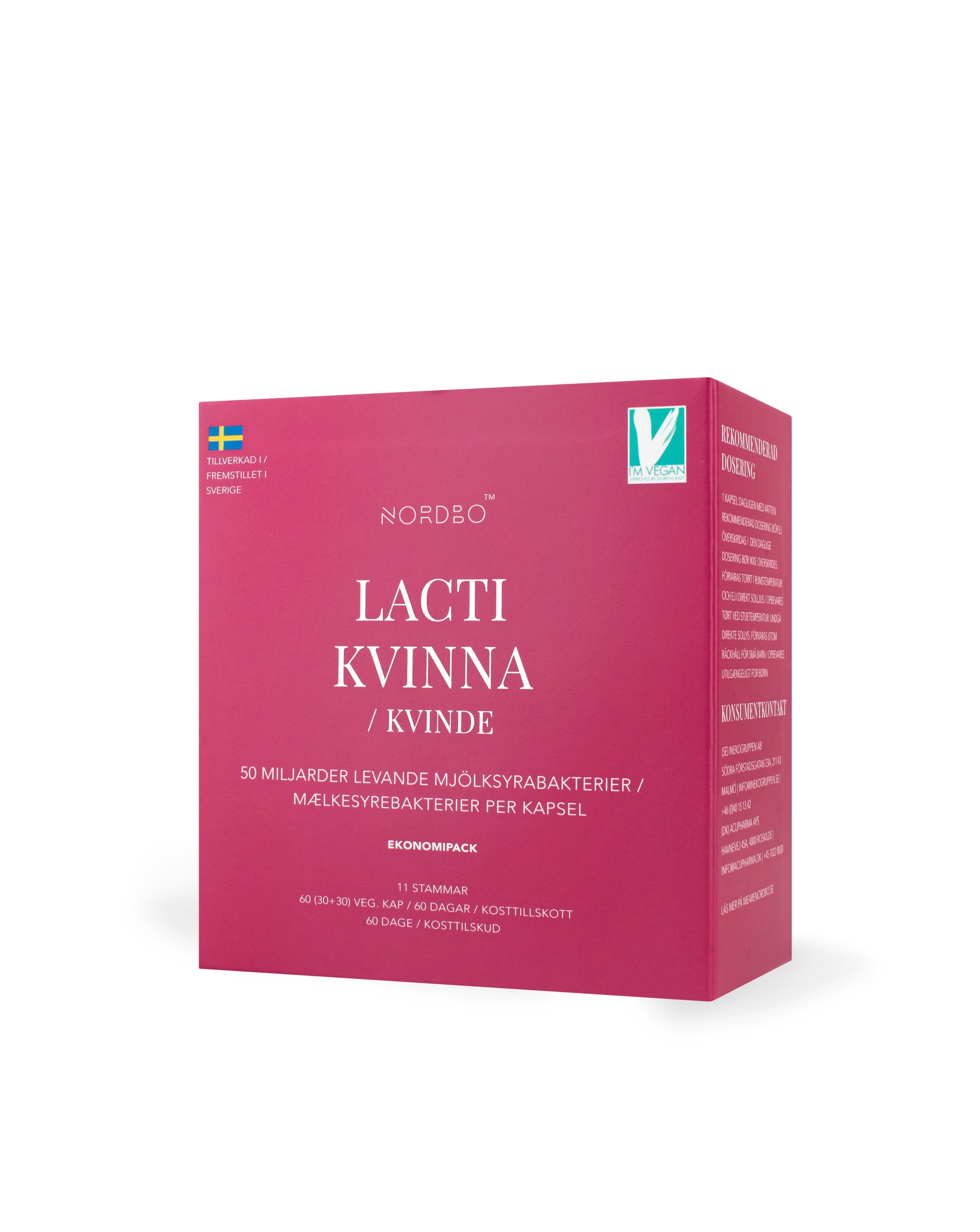 NORDBO LACTIKVINDE 60 KAPSLER - VEGANSK