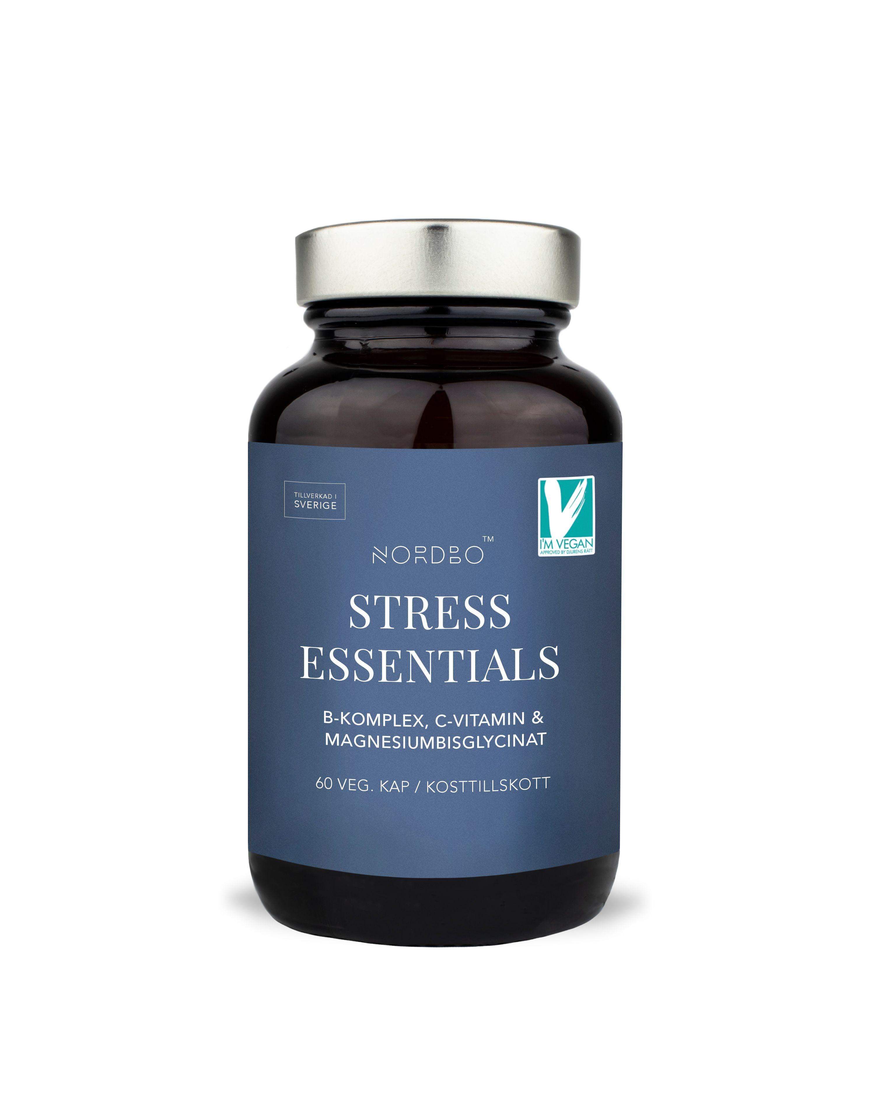 NORDBO STRESS ESSENTIALS - B-KOMPLEX, C-VITAMIN OG MAGNESIUMBISGLYCINAT